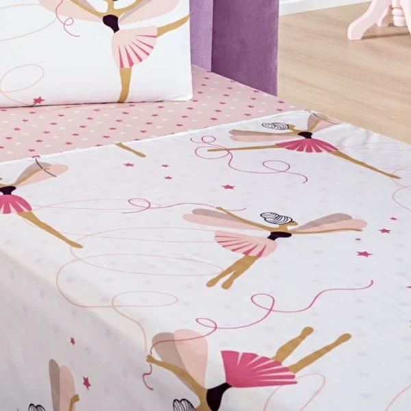 Jogo de Lençol Solteiro Bouti Kids Infantil Estampado 3 peças - Bailarina