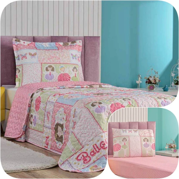 Kit Colcha Solteiro Bouti Kids com Jogo de Lençol - 4 peças Ballet