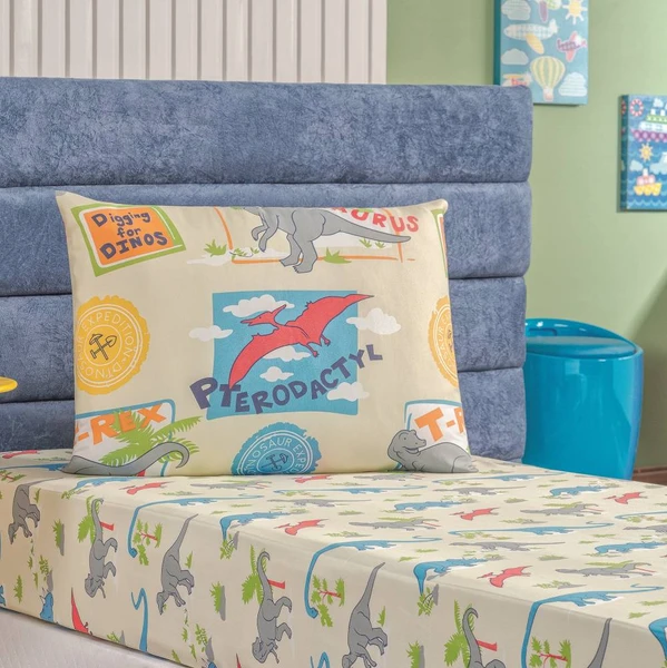 Kit Colcha Solteiro Bouti Kids com Jogo de Lençol - 4 peças Dino