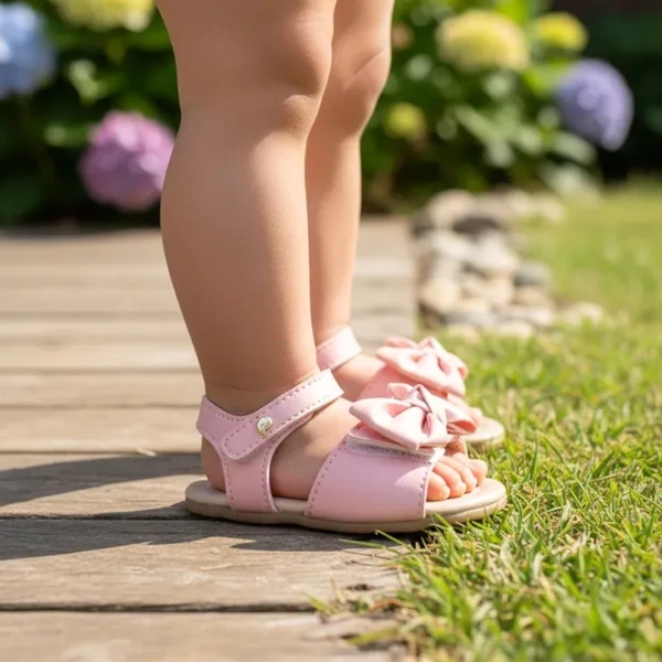 Sandalia de bebe Pampili Nana laco duplo rosa glace