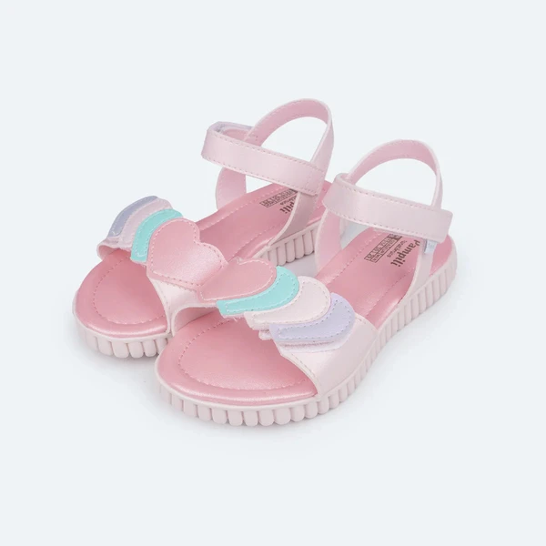 Sandalia papete infantil Pampili Candy Corações Sobrepostos rosa suspiro
