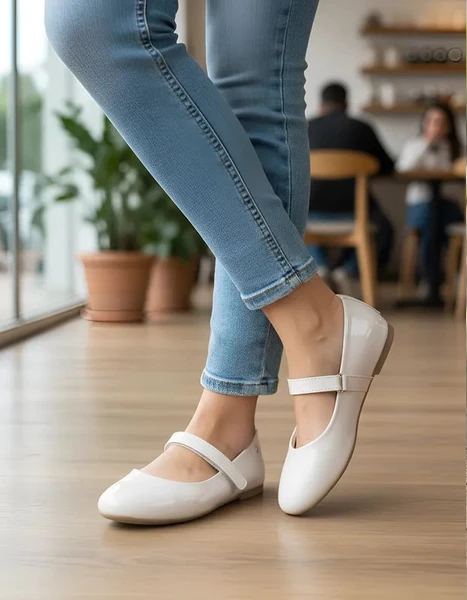 Sapatilha Feminino Pampili Super Fofura Tira em Velcro Nude Verniz