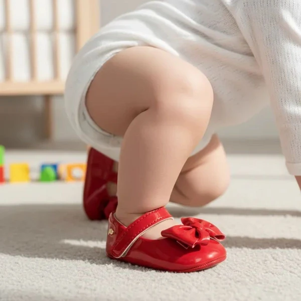 Sapatinho Bebe Pampili Sapatilha Bebe Nina laço duplo verniz vermelho Peper