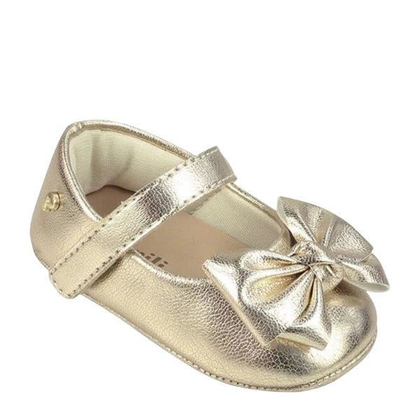 Sapato infantil menina Sapatinho Bebe Pampili Nina Laço Dourado