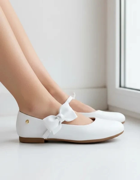 Sapato menina feminino Pampili Angel com Laço Removível Branco