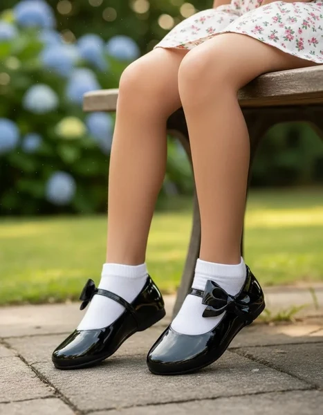 Sapato menina feminino Pampili Angel com Laço Removível Verniz Preto