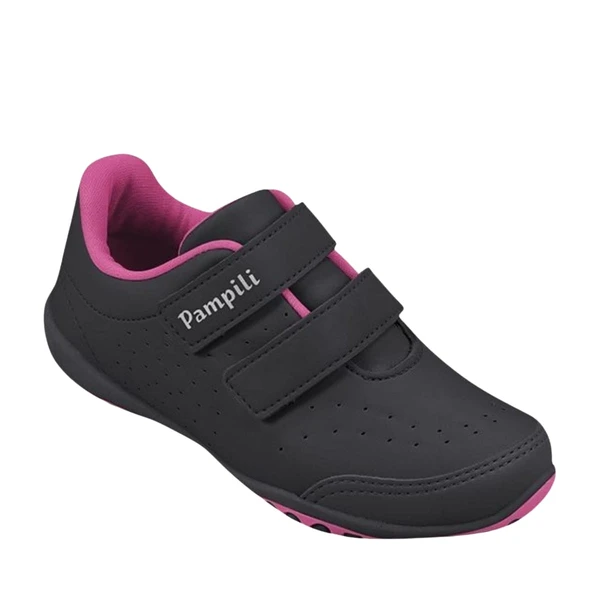 Tenis infantil feminino Honey Escolar Preto Pink Pampili